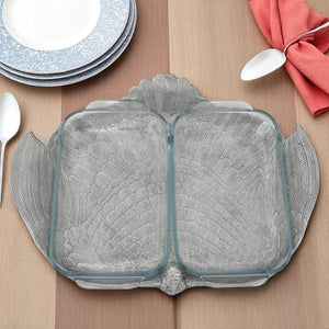 Arthur Court Game Birds 2Qt Double Base Turkey Casserole Holder