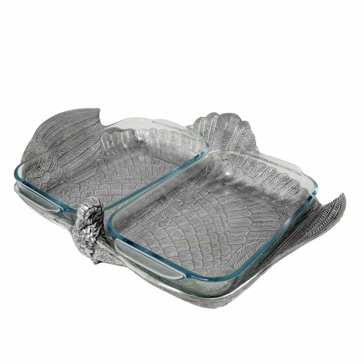 Arthur Court Game Birds 2Qt Double Base Turkey Casserole Holder