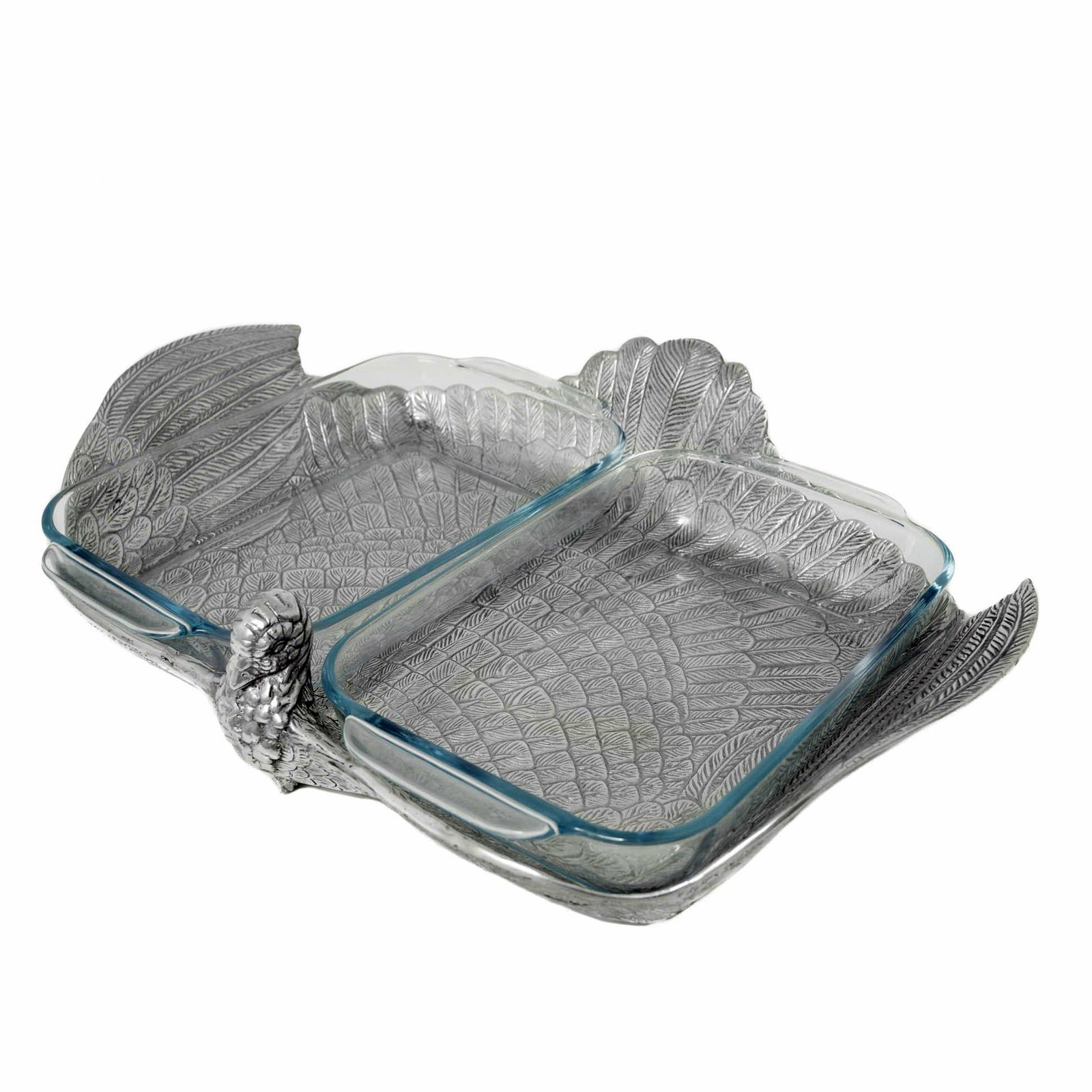 Arthur Court Game Birds 2Qt Double Base Turkey Casserole Holder