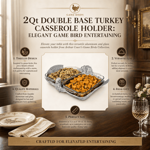 Arthur Court Game Birds 2Qt Double Base Turkey Casserole Holder