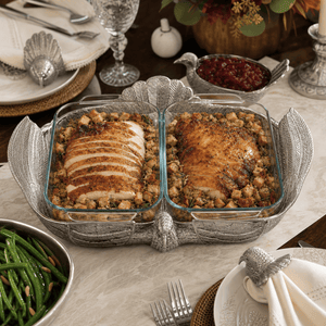 Arthur Court Game Birds 2Qt Double Base Turkey Casserole Holder