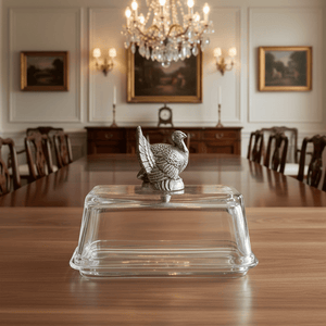 Arthur Court Game Birds Glass Butter Dish - Turkey