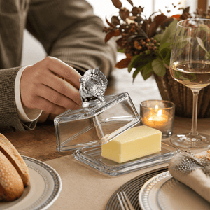 Arthur Court Game Birds Glass Butter Dish - Turkey