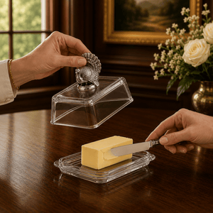 Arthur Court Game Birds Glass Butter Dish - Turkey