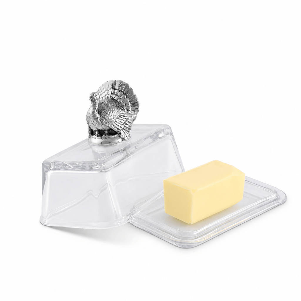 Arthur Court Game Birds Glass Butter Dish - Turkey