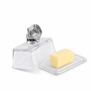 Arthur Court Game Birds Glass Butter Dish - Turkey