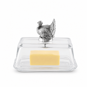 Arthur Court Game Birds Glass Butter Dish - Turkey