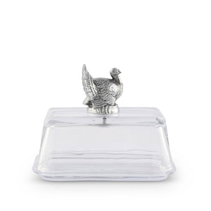 Arthur Court Game Birds Glass Butter Dish - Turkey