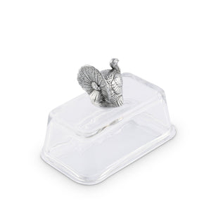 Arthur Court Game Birds Glass Butter Dish - Turkey