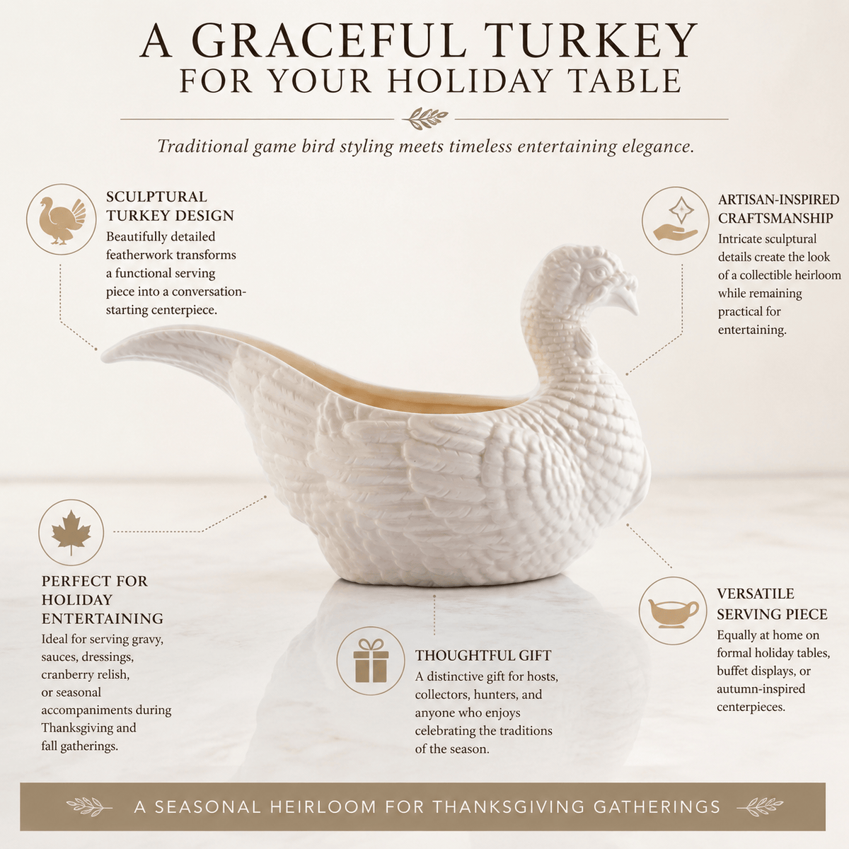 Arthur Court Game Birds Stoneware Turkey Gravy Boat