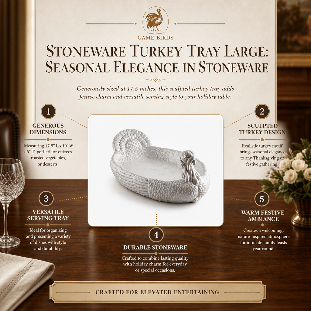 Arthur Court Game Birds Stoneware Turkey Tray Large