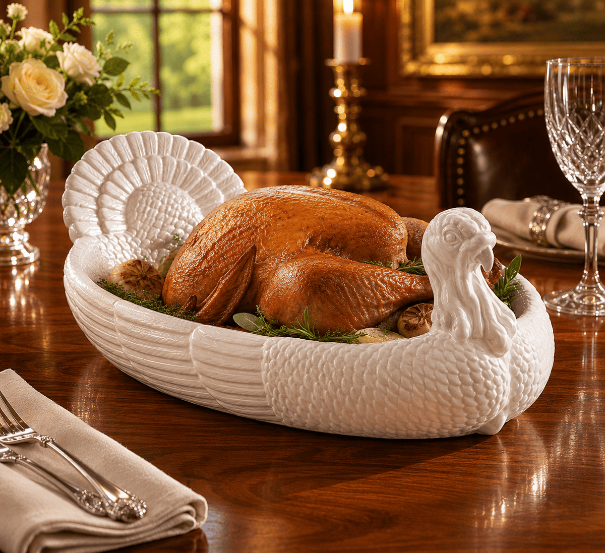 Arthur Court Game Birds Stoneware Turkey Tray Large