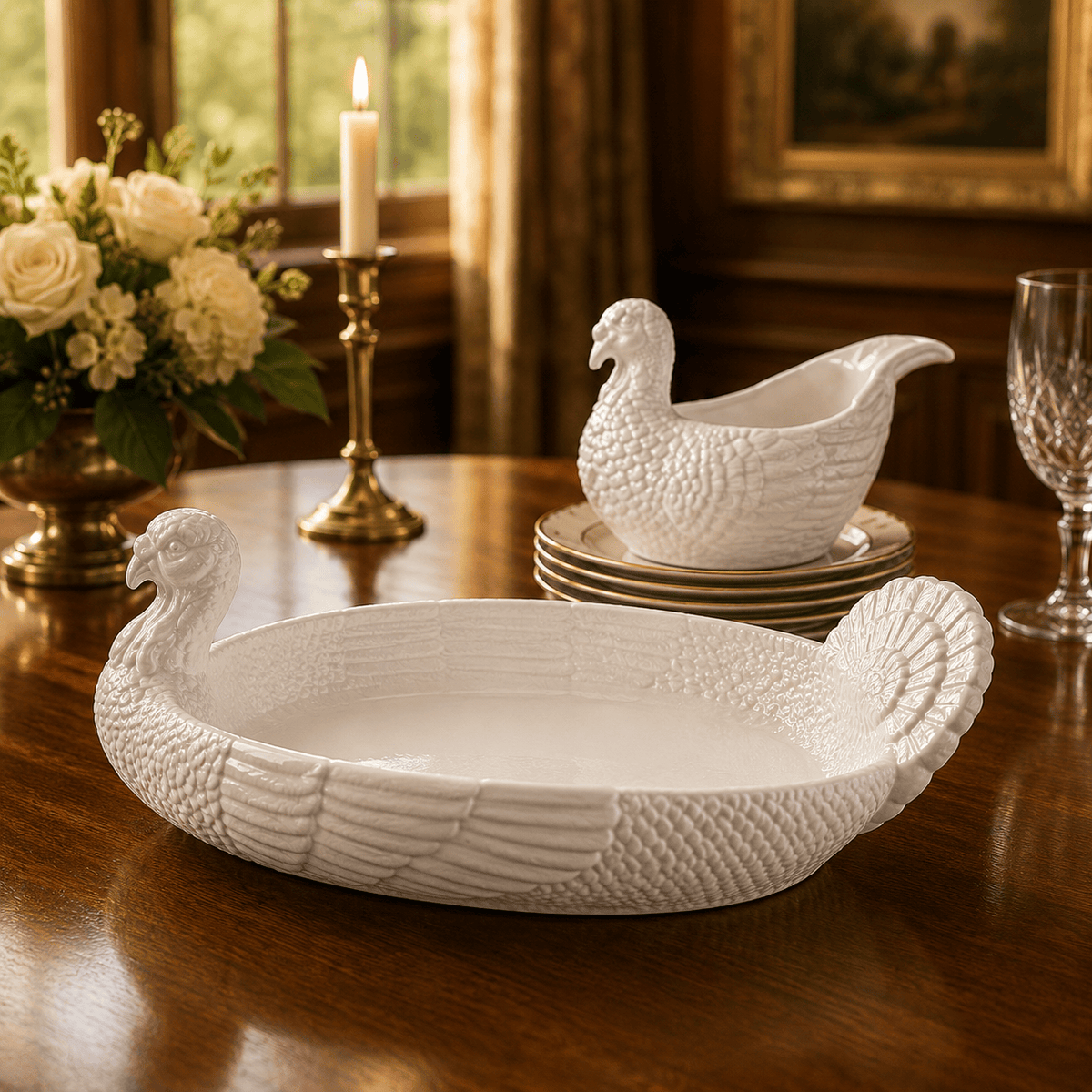 Arthur Court Game Birds Stoneware Turkey Tray Large