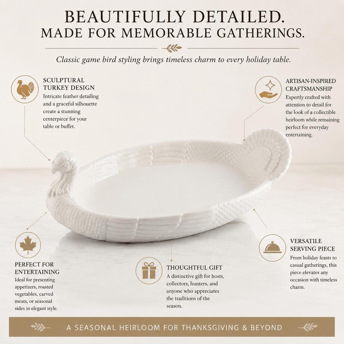 Arthur Court Game Birds Stoneware Turkey Tray Large