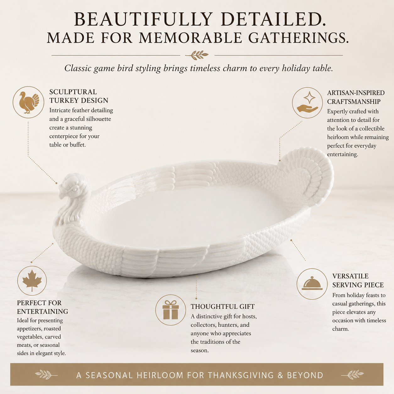 Arthur Court Game Birds Stoneware Turkey Tray Large