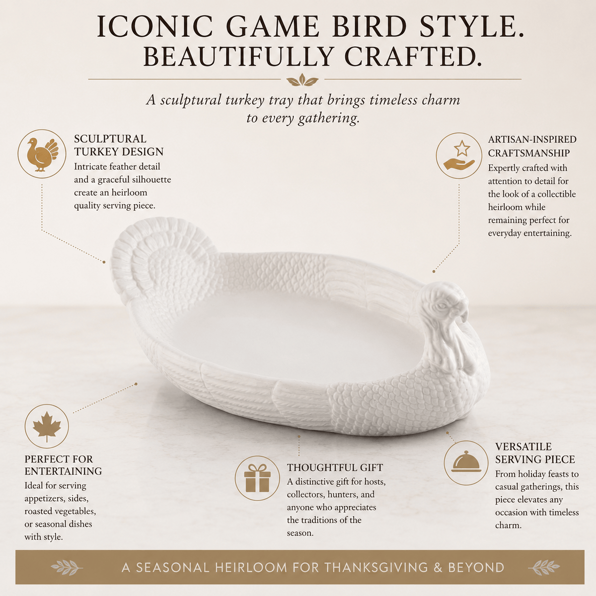Arthur Court Game Birds Stoneware Turkey Tray Small