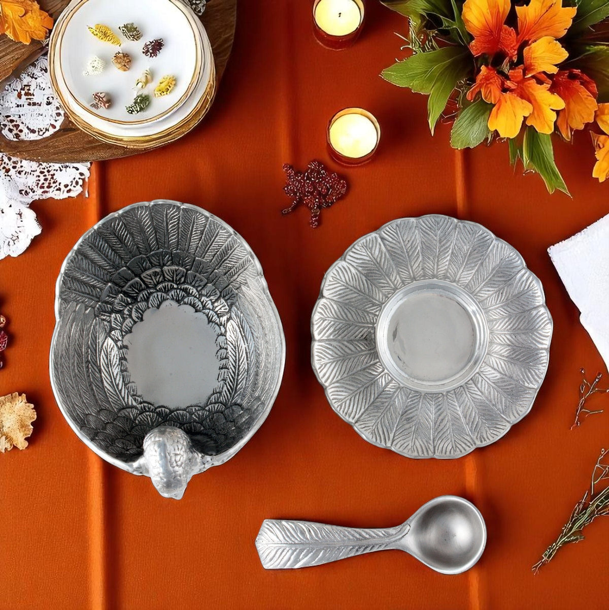 Arthur Court Game Birds Turkey 3-Piece Condiment Set