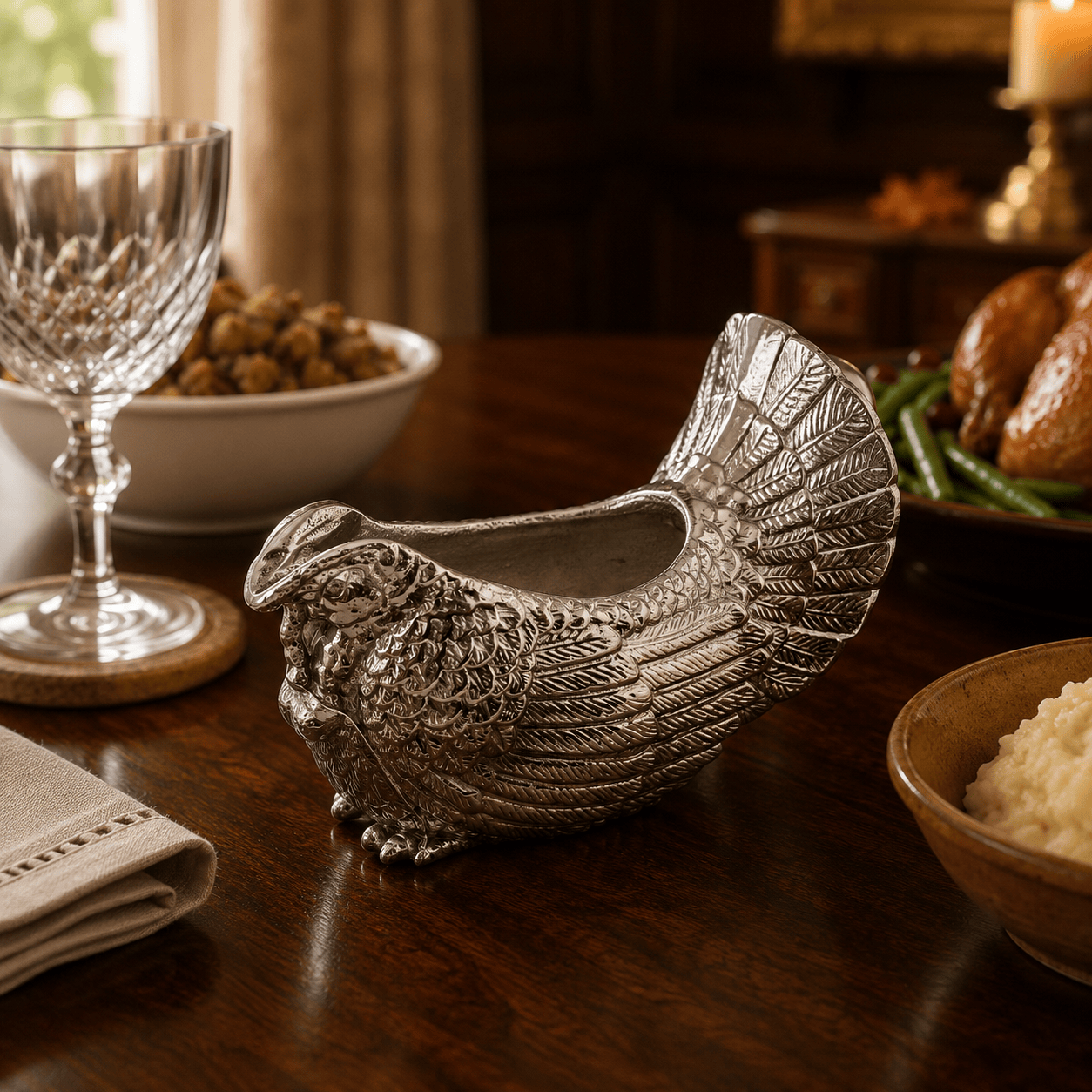Arthur Court Game Birds Turkey Gravy Boat