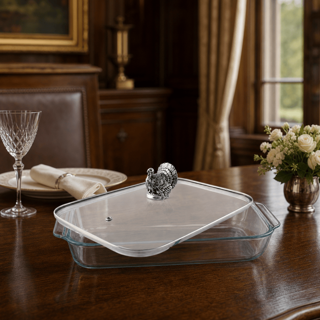 Arthur Court Game Birds Turkey Lid with Pyrex 3 quart Baking Dish