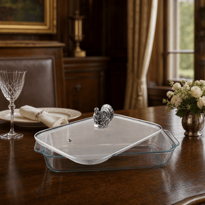 Arthur Court Game Birds Turkey Lid with Pyrex 3 quart Baking Dish