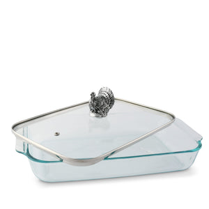 Arthur Court Game Birds Turkey Lid with Pyrex 3 quart Baking Dish
