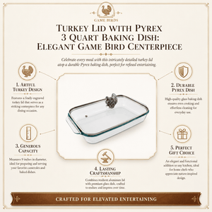 Arthur Court Game Birds Turkey Lid with Pyrex 3 quart Baking Dish
