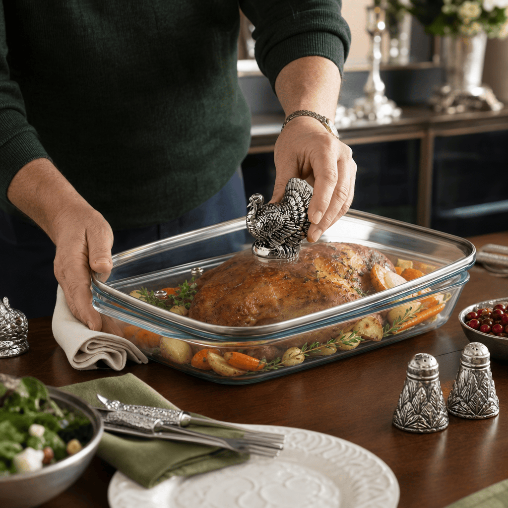 Arthur Court Game Birds Turkey Lid with Pyrex 3 quart Baking Dish