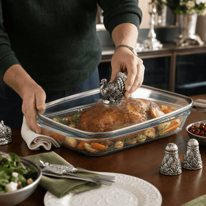 Arthur Court Game Birds Turkey Lid with Pyrex 3 quart Baking Dish
