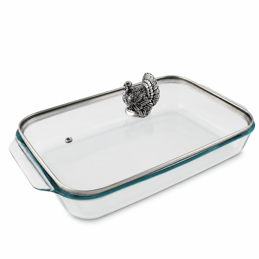 Arthur Court Game Birds Turkey Lid with Pyrex 3 quart Baking Dish