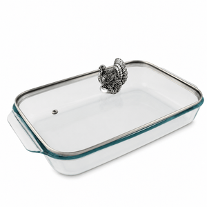 Arthur Court Game Birds Turkey Lid with Pyrex 3 quart Baking Dish