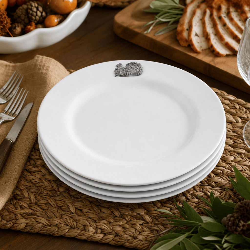 Arthur Court Game Birds Turkey Melamine Lunch Plates - Set of 4