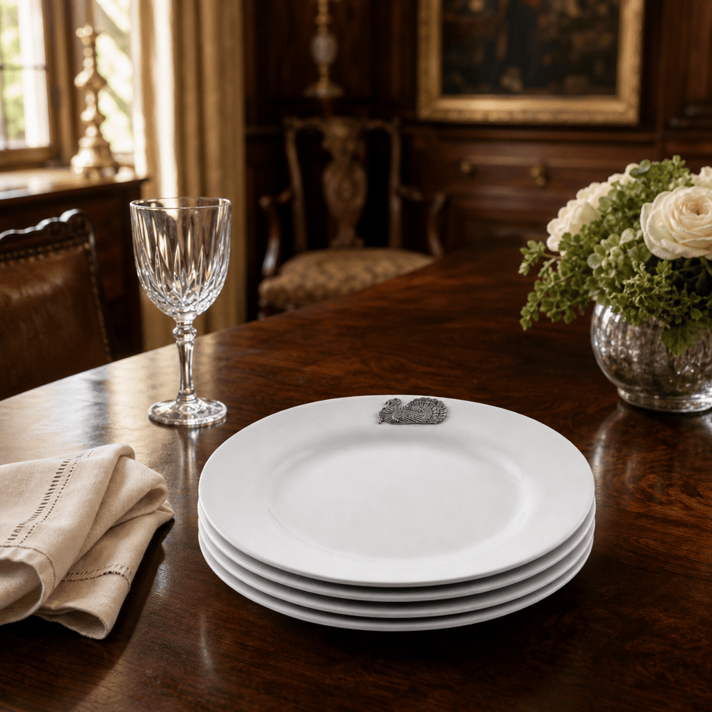 Arthur Court Game Birds Turkey Melamine Lunch Plates - Set of 4