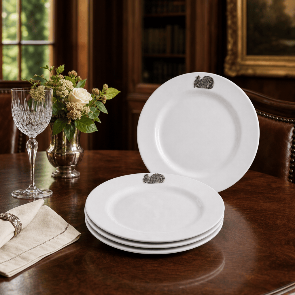 Arthur Court Game Birds Turkey Melamine Lunch Plates - Set of 4