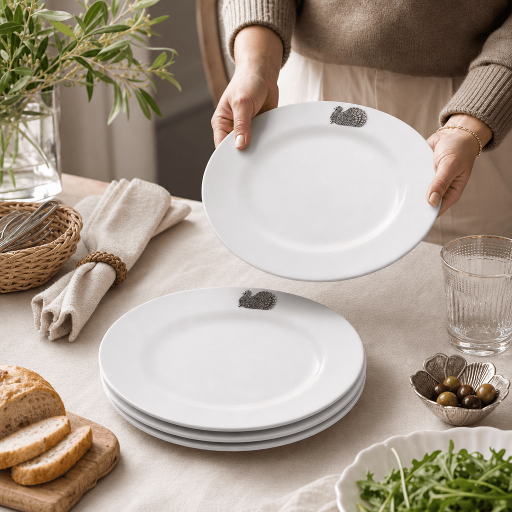 Arthur Court Game Birds Turkey Melamine Lunch Plates - Set of 4