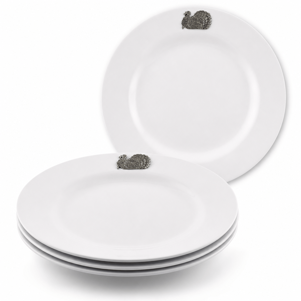 Arthur Court Game Birds Turkey Melamine Lunch Plates - Set of 4