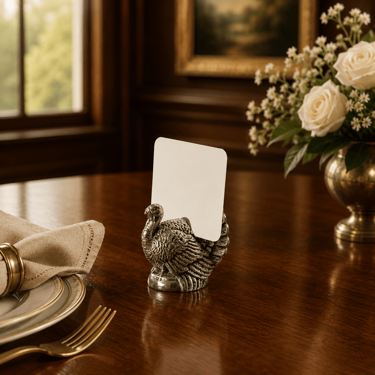 Arthur Court Game Birds Turkey Placecard Holder (Set of 4)