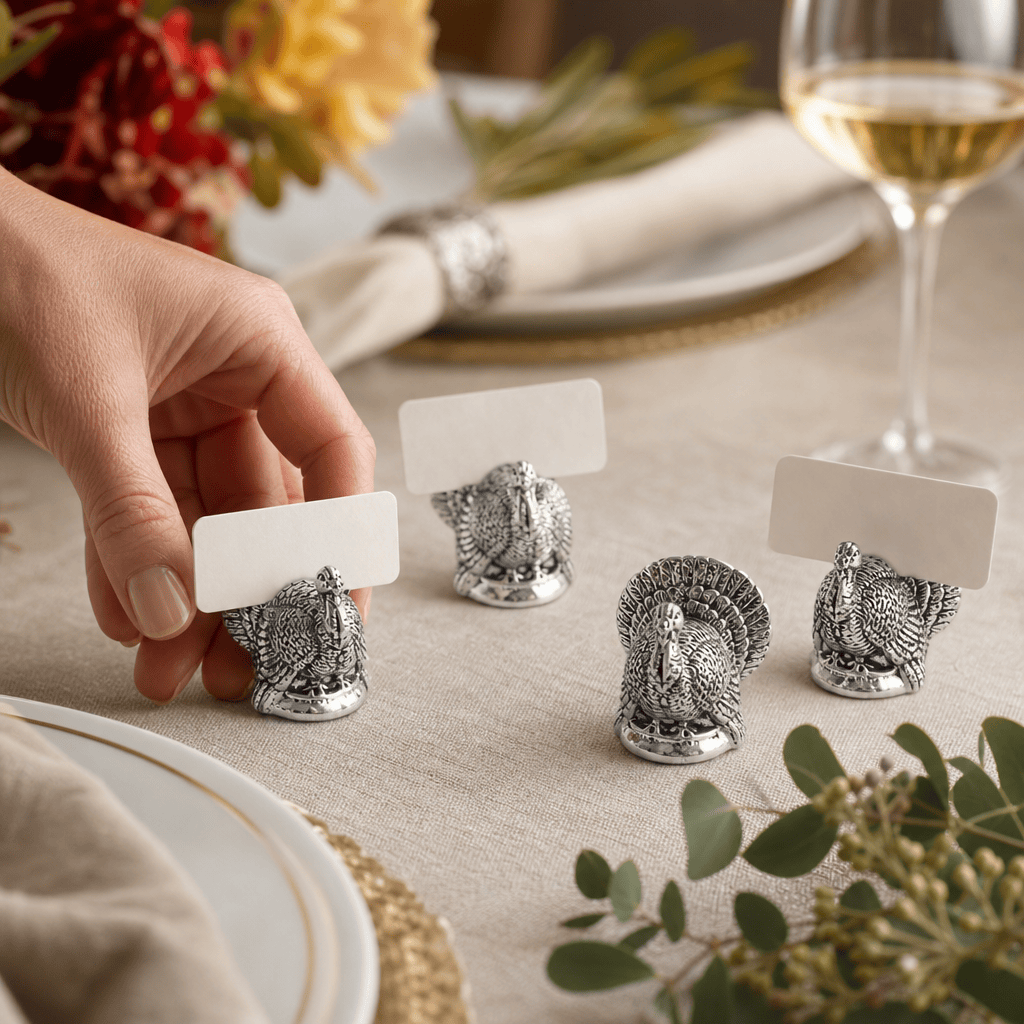 Arthur Court Game Birds Turkey Placecard Holder (Set of 4)