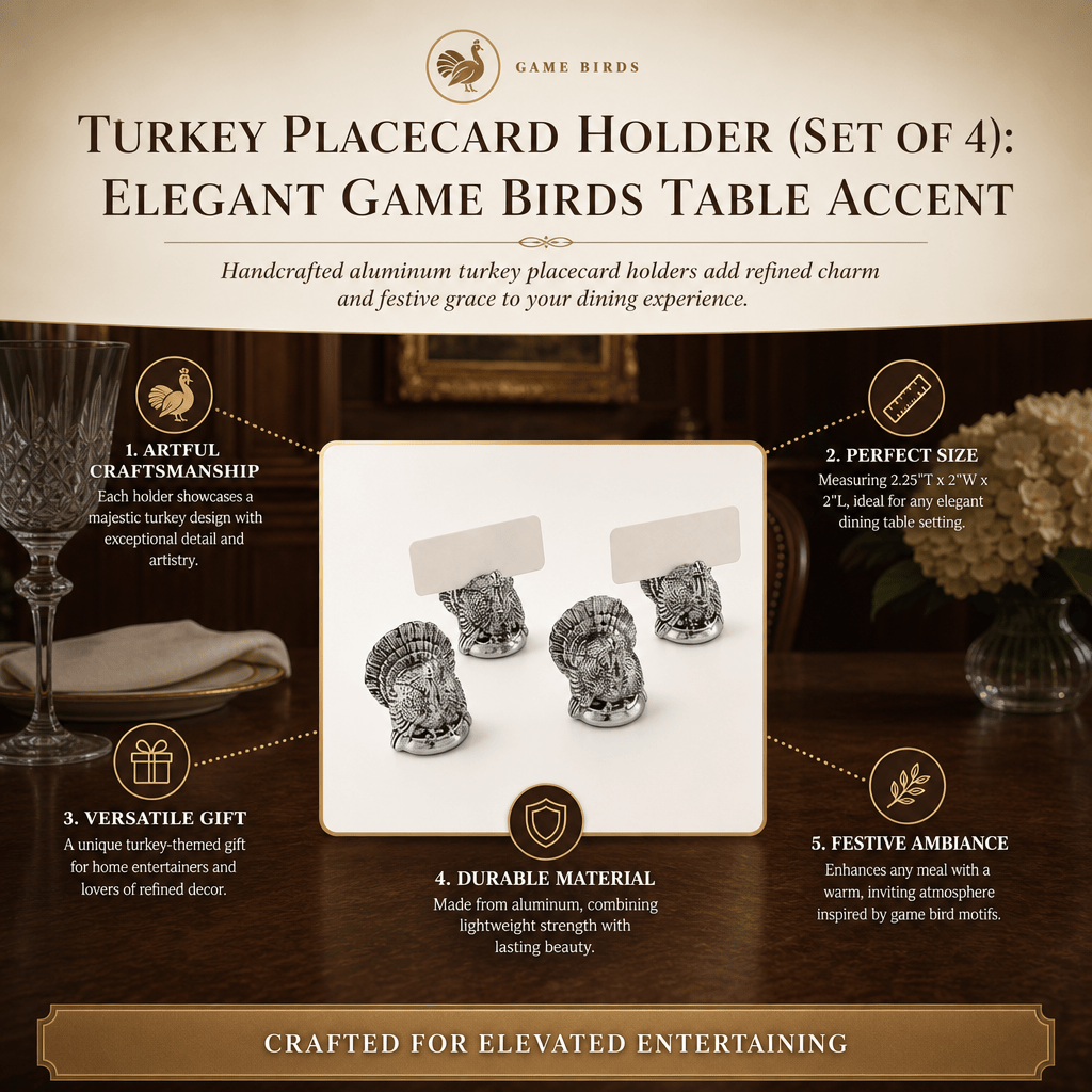 Arthur Court Game Birds Turkey Placecard Holder (Set of 4)