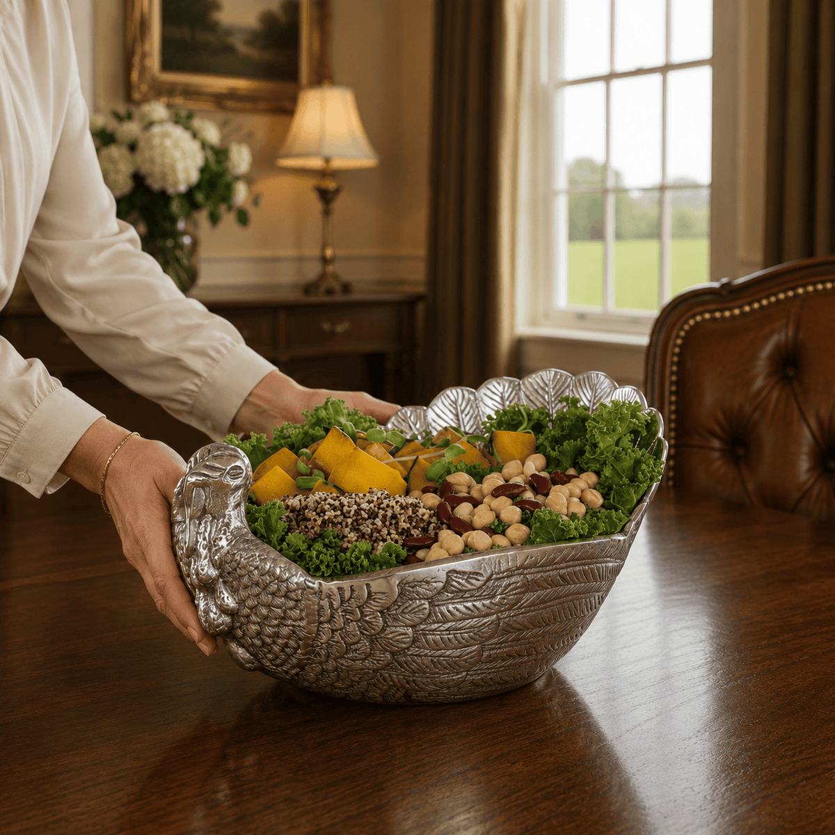 Arthur Court Game Birds Turkey Salad Serving Bowl