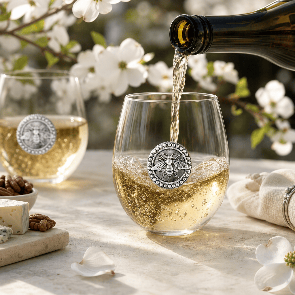 Arthur Court Garden Friends Bee Stemless Wine Glasses - Set of 4