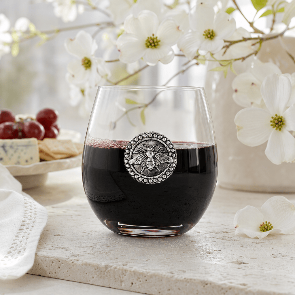 Arthur Court Garden Friends Bee Stemless Wine Glasses - Set of 4