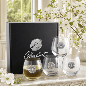 Arthur Court Garden Friends Bee Stemless Wine Glasses - Set of 4