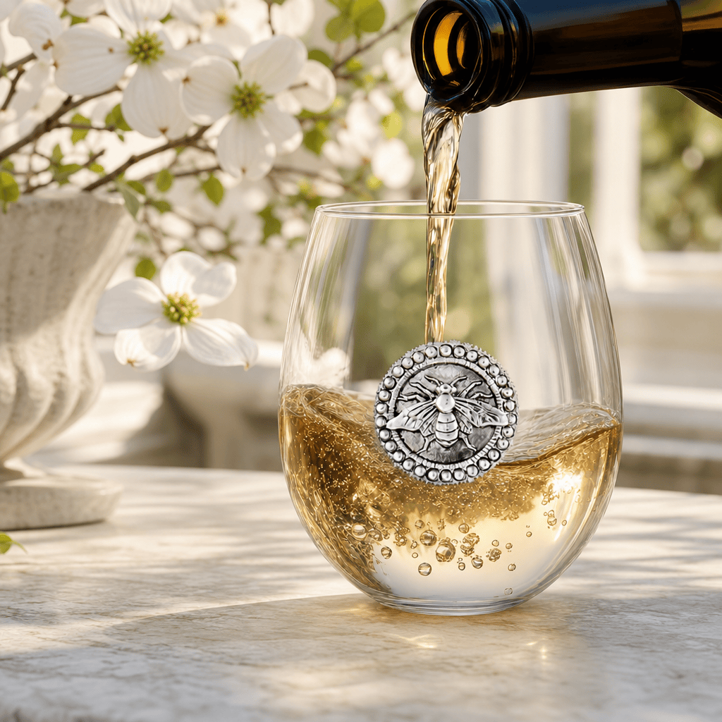 Arthur Court Garden Friends Bee Stemless Wine Glasses - Set of 4