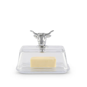 Arthur Court Garden Friends Glass Butter Dish - Cow