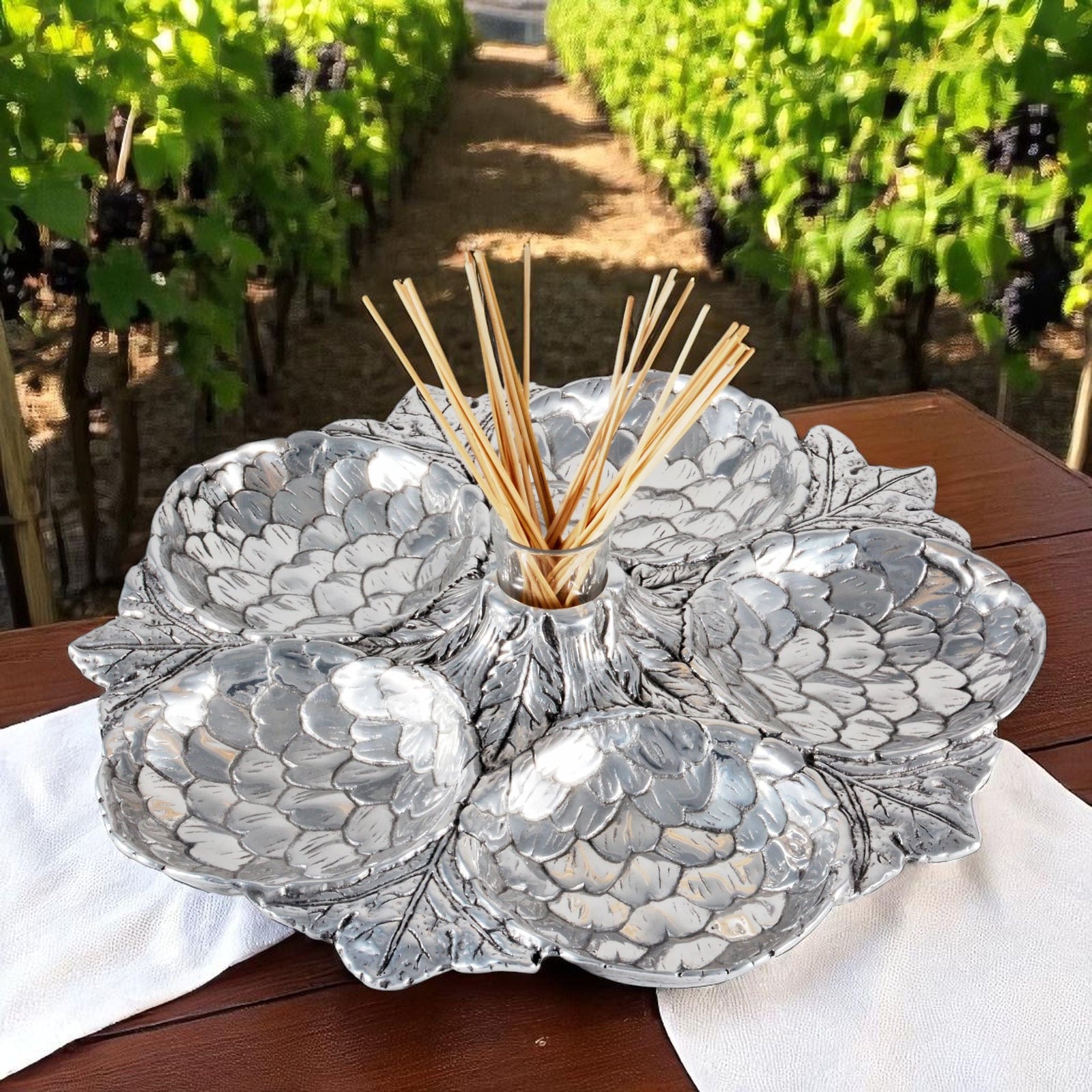 Arthur Court Grape Artichoke 5 Section Snack Tray