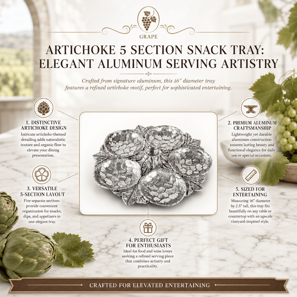 Arthur Court Grape Artichoke 5 Section Snack Tray