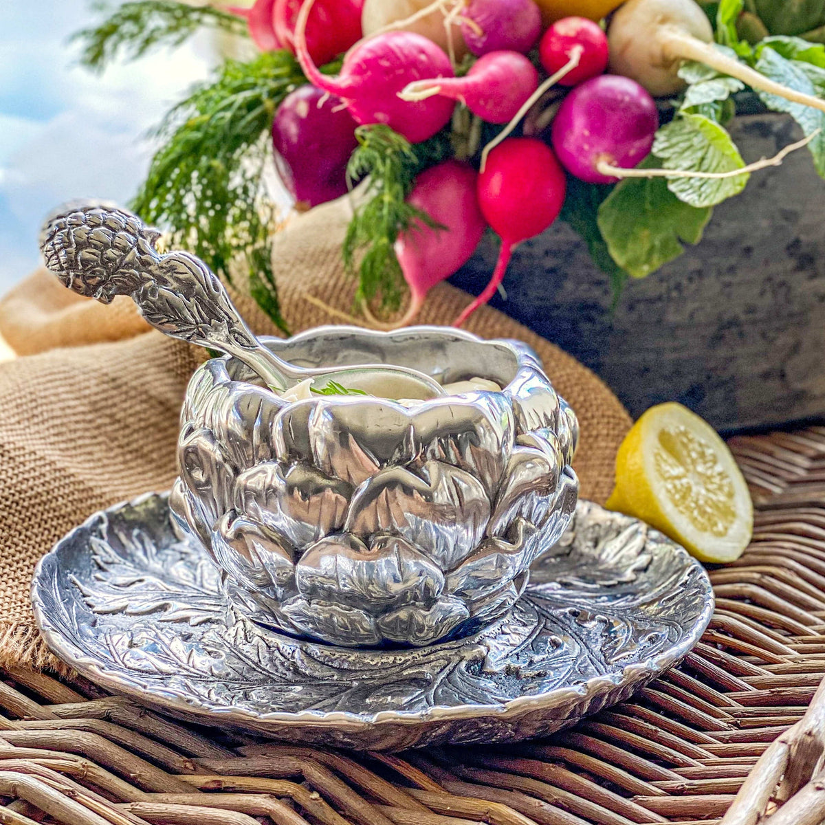 Arthur Court Grape Artichoke Condiment Set 3 piece