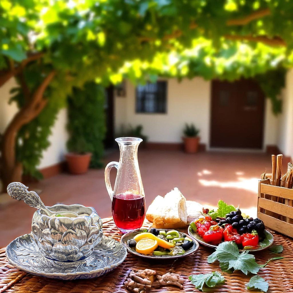 Arthur Court Grape Artichoke Condiment Set 3 piece