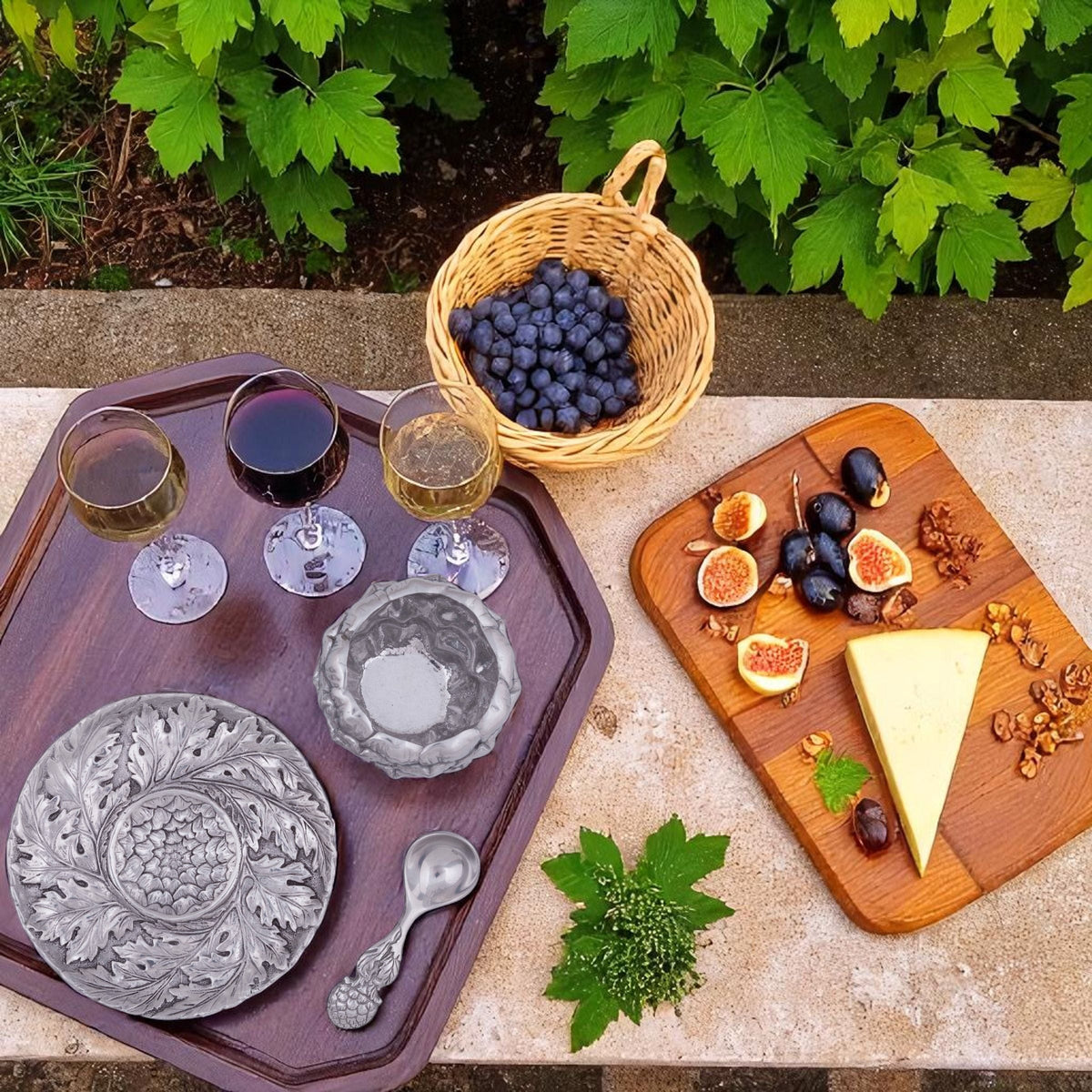 Arthur Court Grape Artichoke Condiment Set 3 piece