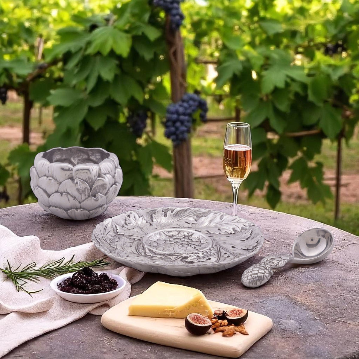 Arthur Court Grape Artichoke Condiment Set 3 piece